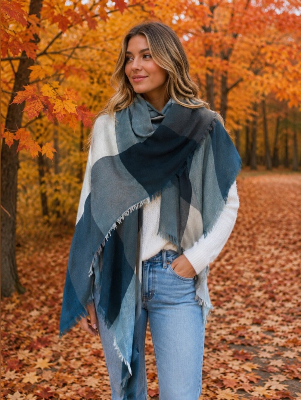 Ruggine Checked Plaid Blanket Wrap Shawl OS